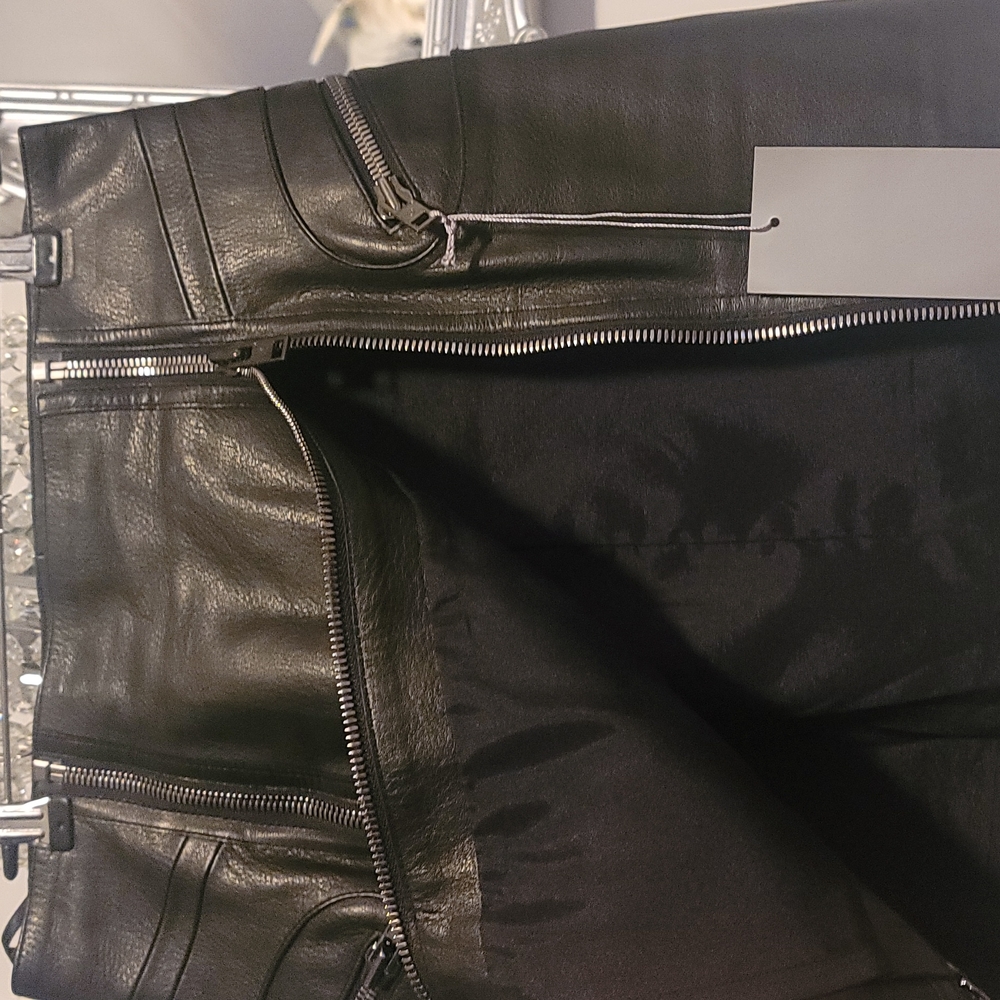 Alexander McQueen High Waist Moto Double Zip Nappa Leather Skirt - Picture 4 of 9